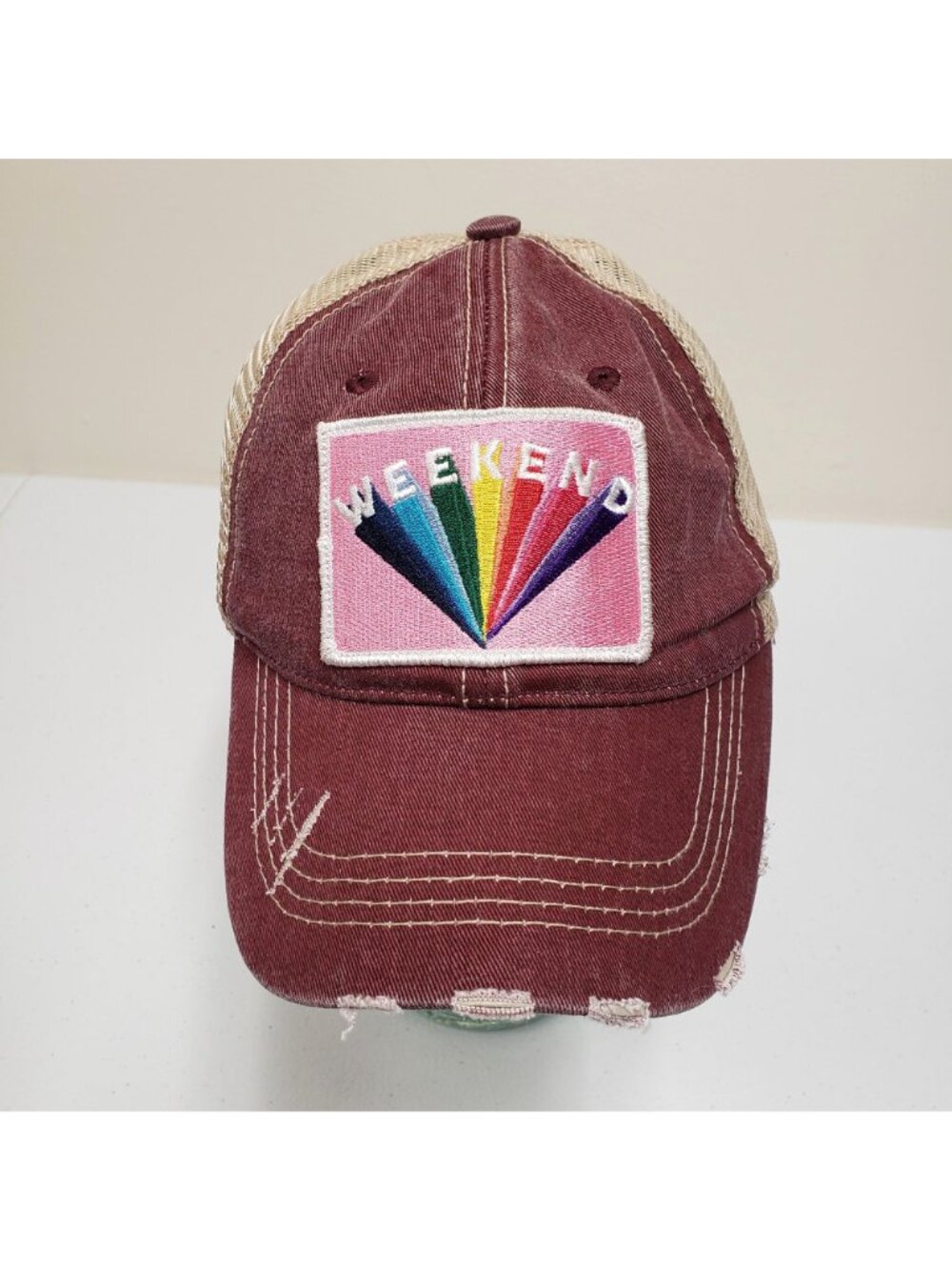 Katydid Weekend Womens Mesh Back Distressed Adjustable Hat Cap - Picture 2 of 8
